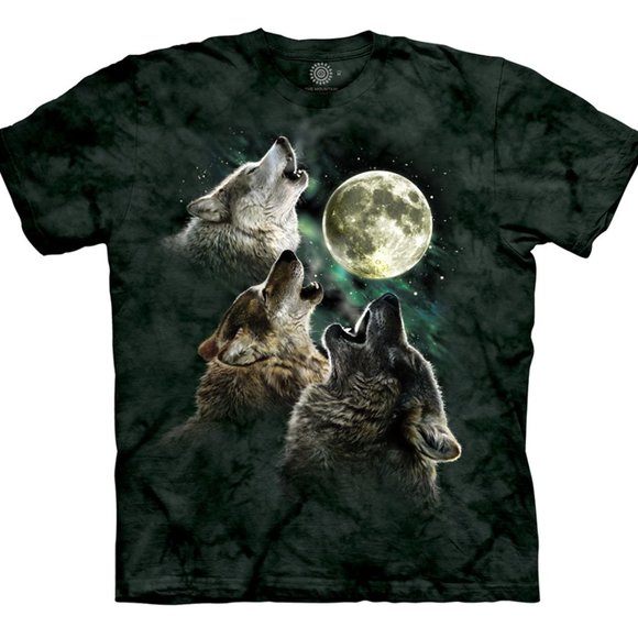 Wolf Pack Hunt Black Wolves Three Wolf Moon Dark Epic T-Shirt Mountain S-3X - Picture 1 of 6